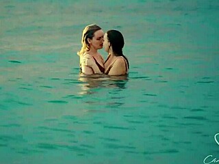 cute blonde milf and friend lick pussy on bed intimately