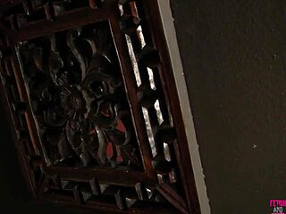 cute ashley strokes big clit while deepthroating long cock in confessional