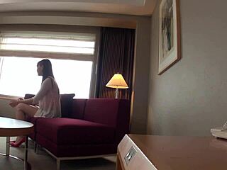 Tall busty Japanese college student flashes natural tits in secret audition