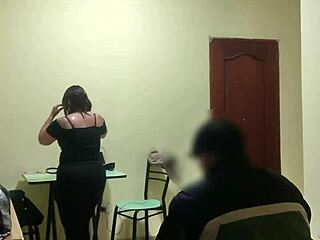 venezuelan employee flirts seductively in casual encounter