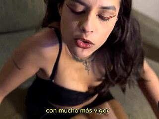 Tattooed Femdom Treats Cuckold As Ashtray With Spanish Subs