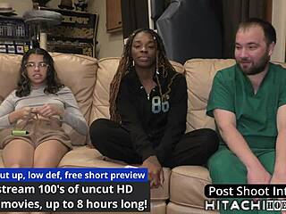 freshman giggles through mandatory hitachi orgasm from doctor hitachi vibrator!