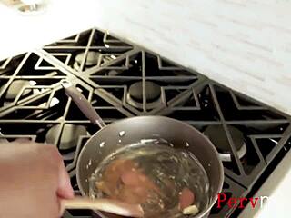 Big Tits MILF Sucks Cock While Cooking Breakfast Fantasy