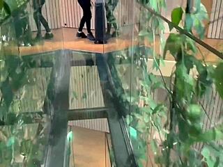 Cheating wife gets fucked hard on her hotel balcony cum tits