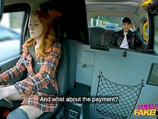wet ginger babe takes creampie in fake taxi after wild ride