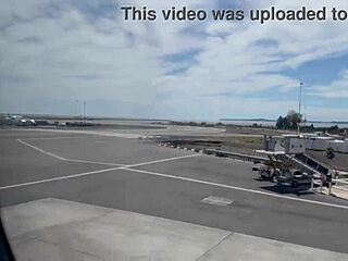 Cheating wife gets fucked hard on her hotel balcony cum tits