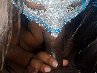 masked ebony deepthroats big cock swallowing hot facial cum