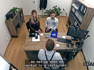 Loan4k Wife Fucks Manager as Husband Watches Office