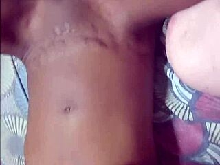 White guy gropes black girl's tight wet pussy close