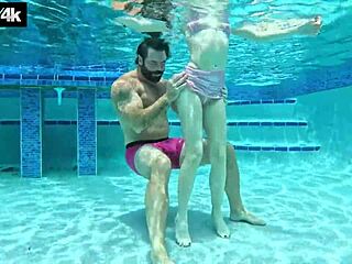 skinny poolside slut teases wet pussy craving big cock