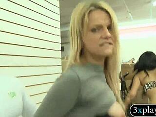 Skinny blonde sells skinny body for cash bang