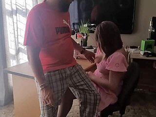 brunette homemade natural tits cock play