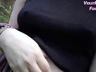 Petite Brunette Risks Nude Forest Masturbation