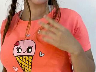 Latina amateur shyly reveals huge bouncing tits in homemade lingerie