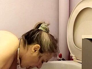 french slave licks filthy toilets in humiliation