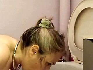 french slave licks filthy toilets in humiliation