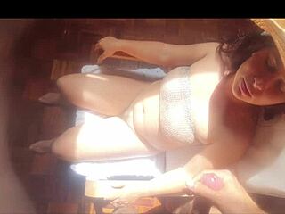 Horny Milf Gets Jerked Off Cumshot on Face While Resting