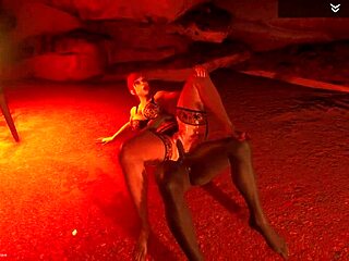 Curvy white milf slut Seremia rides big black cock by fire