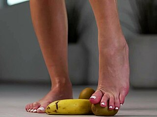 PETITE GIRL Crushes Fruits in HIGH HEELS Foot Fetish Crush