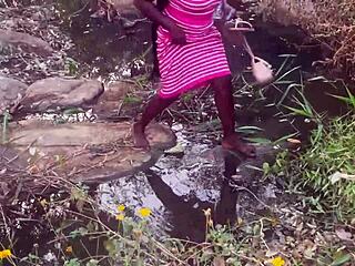 perfect boobed country babe roughly fucked by the stream