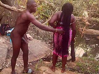 perfect boobed country babe roughly fucked by the stream