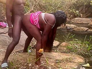 perfect boobed country babe roughly fucked by the stream