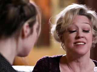 lesbian milf celeb seduces young blonde fan into facesitting and licking