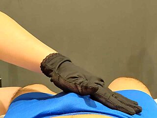 She slaps my cock hard before femdom handjob tease