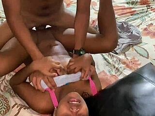 Colombian teen gives sloppy blowjob then rides cock hard