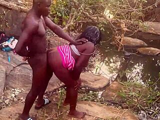 perfect boobed country babe roughly fucked by the stream