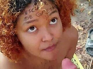 Risky beach blowjob ends with facial cumshot blast