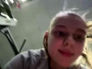 gym teen squirts extreme all over during wild session