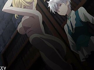 big tits blonde anime babe strips nude in hentai scene