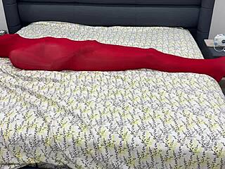 Pantyhose bondage cocoon locks her tight in shiny encasement