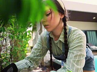 Boss secretly ravishes gardener amid blooming flowers