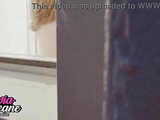 watch busty neighbor shower flashing first time!