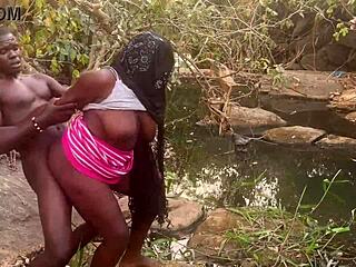 perfect boobed country babe roughly fucked by the stream