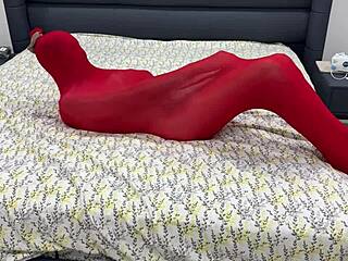 Pantyhose bondage cocoon locks her tight in shiny encasement