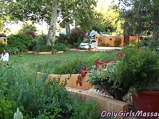 Two small-titted lesbian babes massage and finger each other sensually