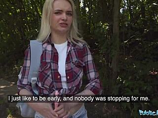 stranded blonde takes public outdoor pounding 🍆🌳