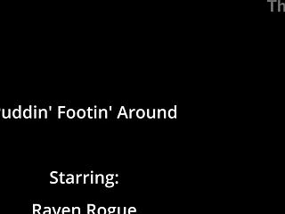 Puddin footin around with raven rogue's bare feet!