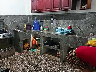 curvy perverted neighbor exposes huge ass while lover watches