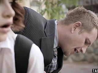 Petite anal teen roughly used by monster cock