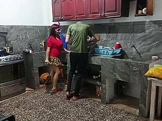 curvy perverted neighbor exposes huge ass while lover watches