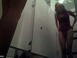 russian babe strips nude in changing room bra off hidden cam spy