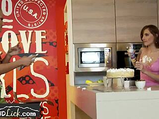 european athletic lesbians wrestle with food play then dive into hungry oral pussy licking