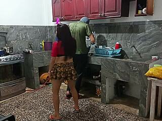 curvy perverted neighbor exposes huge ass while lover watches