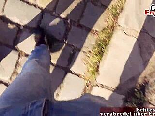 german latina milf caught in berlin park public pickup pov fuck