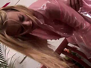 Fucked wildly, raincoat hiding her shaved pussy secrets.