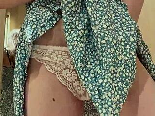 caught fingering in cute dress try-on!